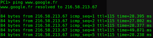 GNS3 VPCS ping