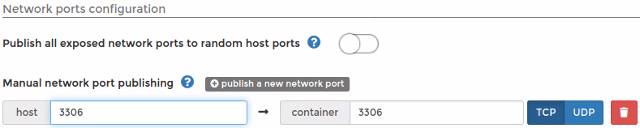 portainer.io Network ports configuration