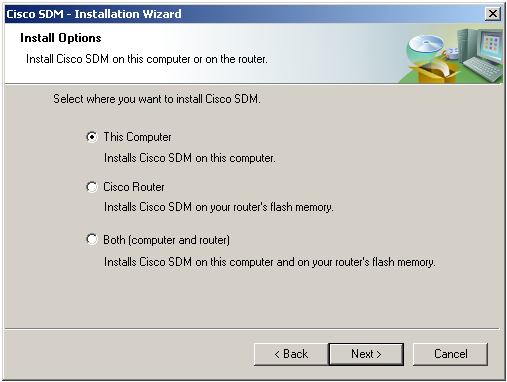 Cisco SDM Install Options