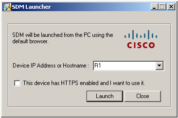 Cisco SDM Launcher