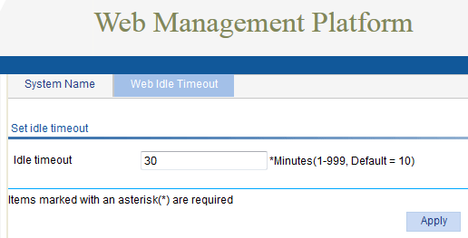 HP v1910 - Web Management Web idle Timeout