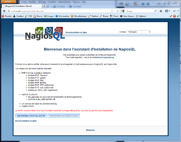 NagiosQL - Assistant d'installation
