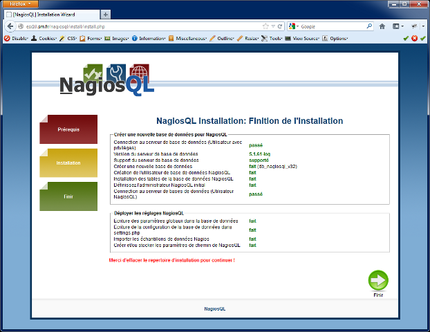 NagiosQL - Finition de l'installation