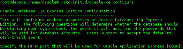 Oracle configuration APEX