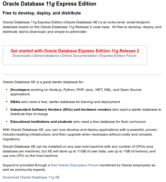 Oracle Express Edition 11g