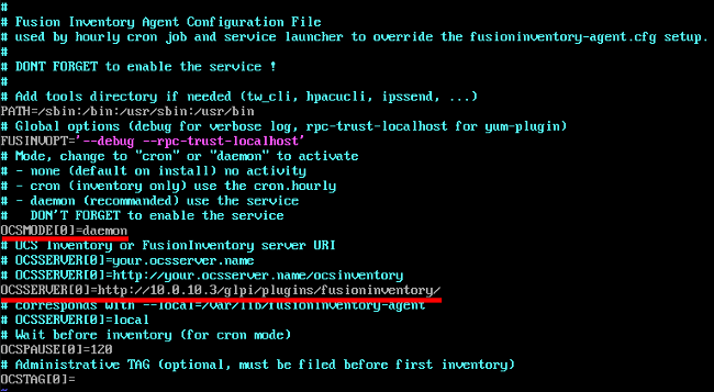 Fichier [/etc/sysconfig/fusioninventory-agent]