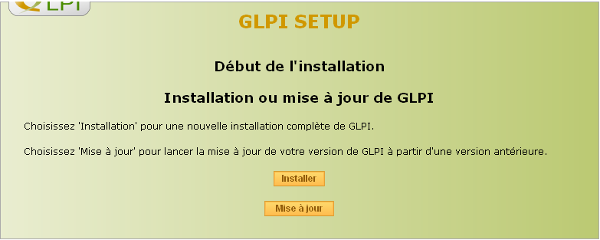 GLPI SETUP Installation ou mise à jour de GLPI