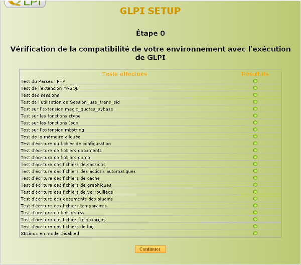 GLPI SETUP Étape 0 Vérification de l'environnement