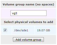 Openfiler Create new volume group