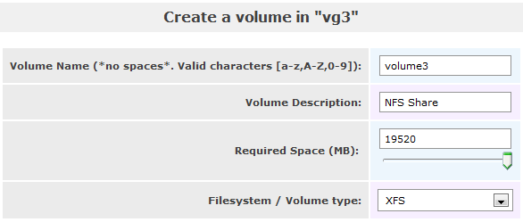 Openfiler Create Volume Name