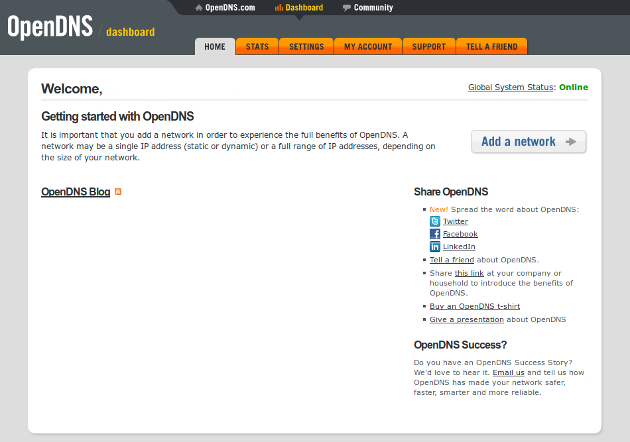 OpenDNS Dashboard