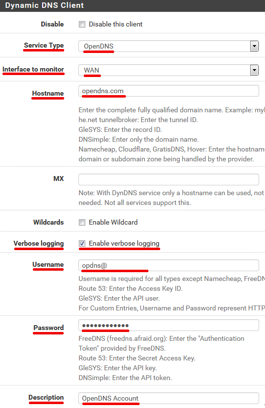 pfSense Dynamic DNS Client