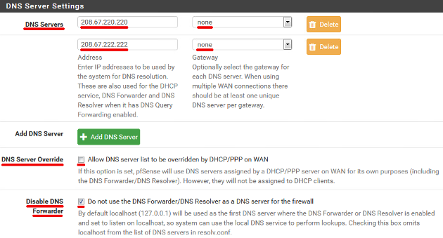 pfSense OpenDNS