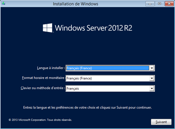 Windows Server 2012 R2 - Langue, format horaire, clavier