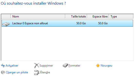 Windows Server 2012 R2 - Choix du lecteur