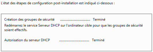 Configuration post-installation du serveur DHCP