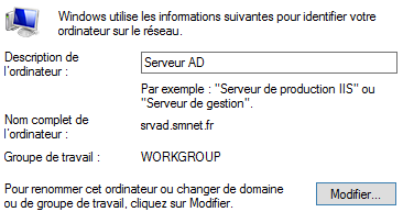 Windows Server 2012 R2 - Description de l'ordinateur