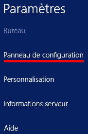 Windows Server 2012 R2 - Panneau de configuration