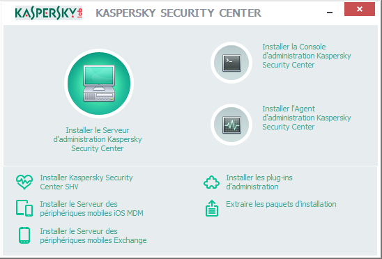 Console d'installation de KaSperSky Security Center