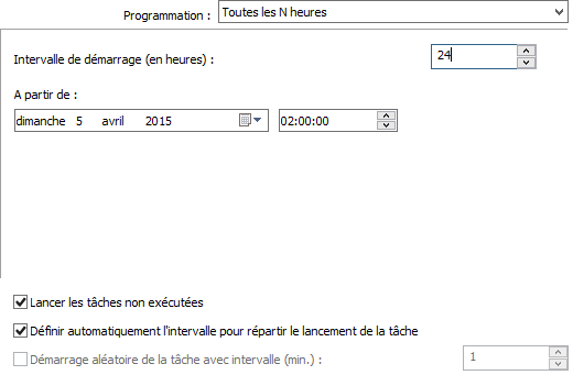 Programmation de la tâche