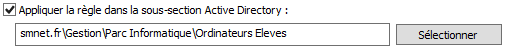 Appliquer la règle dans la sous-section Active Directory