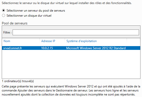 Windows Server 2012 R2 - Pool de serveurs