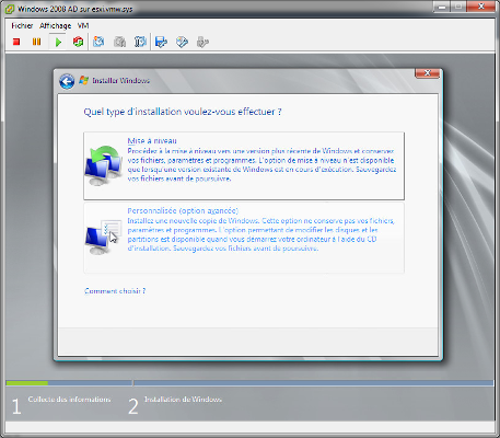 Windows Server 2008 R2 - Type d'installation
