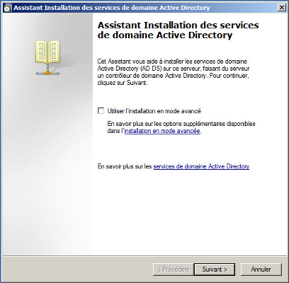 Assistant Installation des services de domaine Active Directory