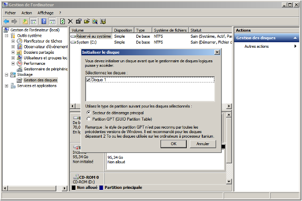 Windows Server 2008 R2 - Gestion des disques