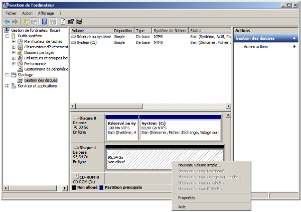 Windows Server 2008 R2 - Création d'un volume simple