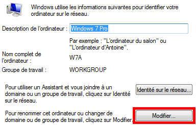 Windows 7 Ordinateur paramètres