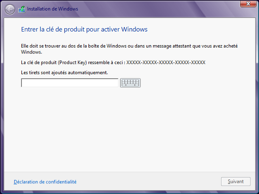 Windows 8 - clé du produit