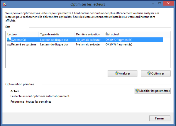Windows 8 - Optimiser les lecteurs