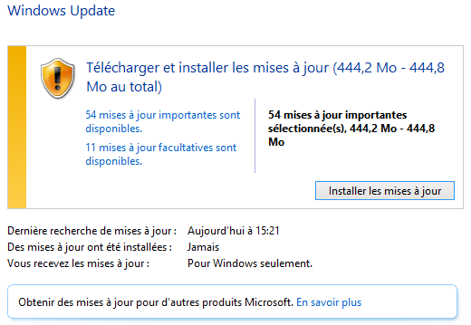 Windows 8 - Windows Update - Téléchargement