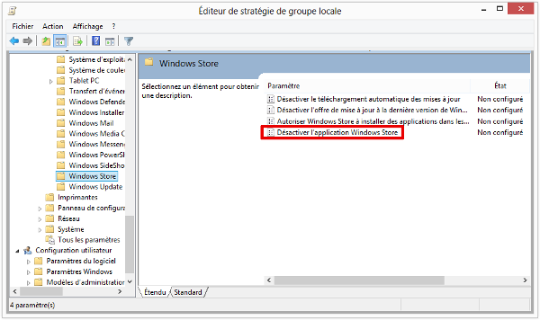 Windows 8 - Éditeur de stratégie de groupe locale