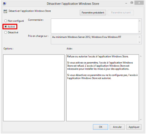 Windows 8 - Désactiver l'application Windows Store